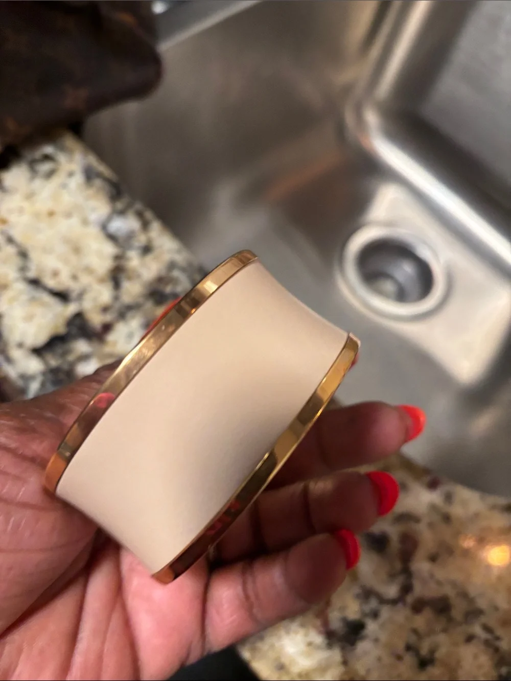 Calvin Klein Gold and Cream Cuff Bracelet